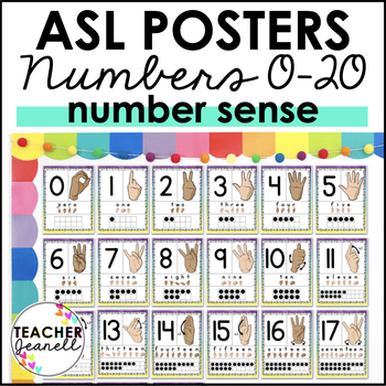 Preview of ASL American Sign Language Number Posters 0-20 (2 skin tones)
