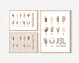 ASL American Sign Language Number Posters Minimalist Boho Neutral