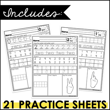 asl american sign language number practice packet 0 20 by teacher jeanell