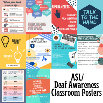 Preview of American Sign Language ASL Info & Deaf Awareness Poster Bundle (10 Posters)