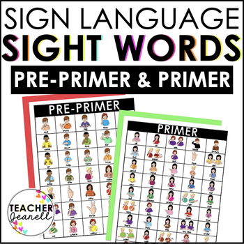 Preview of ASL American Sign Language Pre-Primer and Primer Sight Word Charts