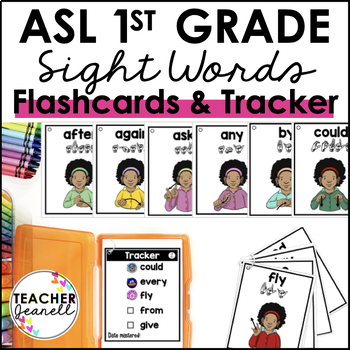 Preview of ASL Flashcards and Tracker First Grade Sight Words | Sign Language Flashcards