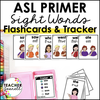 Preview of ASL Flashcards and Tracker Primer Sight Words - Sign Language Flashcards