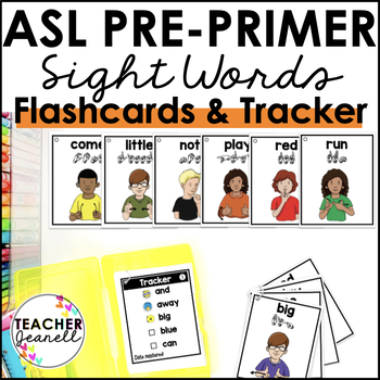 Preview of ASL Flashcards & Tracker Pre-Primer Sight Words - Sign Language Flashcards
