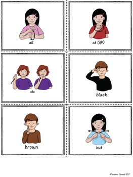 ASL American Sign Language Sight Words Pocket Chart Center - Primer