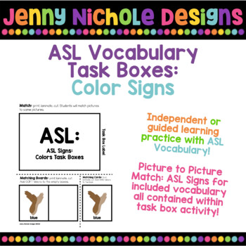 Preview of ASL (American Sign Language) Task Boxes: Color Signs