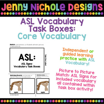 Preview of ASL (American Sign Language) Task Boxes: Core & Critical Vocabulary