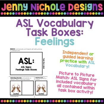 Preview of ASL (American Sign Language) Task Boxes: Feelings