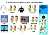 ASL (American Sign Language) Transportation Vocabulary Visual