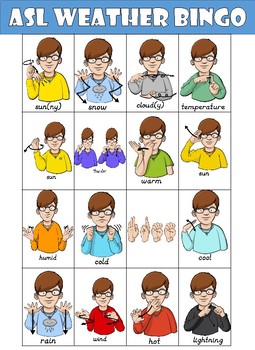 ASL (American Sign Language) Weather Bingo by Handy Teaching Tools