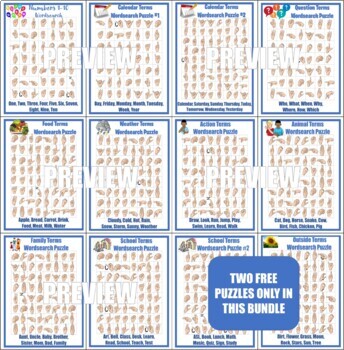 Preview of ASL- American Sign Language Word Search Bundle + 2 Free Puzzles