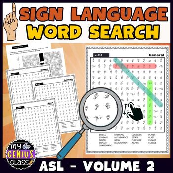 Preview of ASL American Sign Language Word Search Vol. 2, Fun ASL fingerspelling worksheets