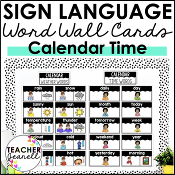 Preview of ASL American Sign Language Word Wall Cards - Calendar Words