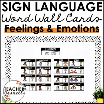 Preview of ASL American Sign Language Word Wall Cards - Feelings and Emotions