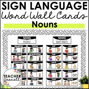 Preview of ASL American Sign Language Word Wall Cards - Nouns