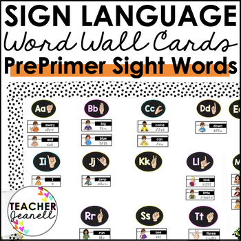 Preview of ASL American Sign Language Word Wall Cards - Pre-Primer Sight Words