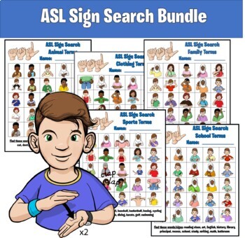 Preview of ASL American Sign Search Bundle (Word Search)