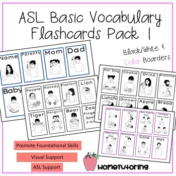 Preview of ASL Basic Vocabulary Flashcard Pack 1