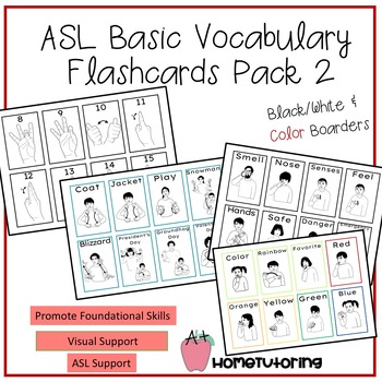 Preview of ASL Basic Vocabulary Flashcard Pack 2