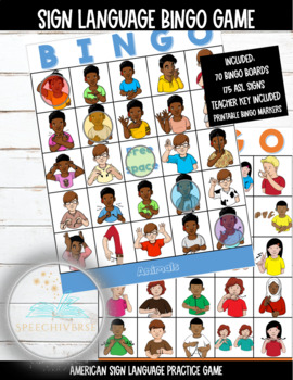 Preview of Sign Language Bingo Game - Classroom ASL Bingo Game - Inclusive Classroom