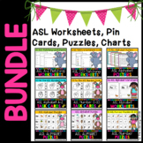 ASL Bundle ( Worksheets, Charts, Pin Cards, Puzzles, Posters)