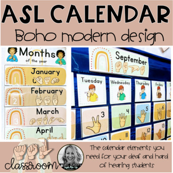 Preview of ASL Calendar Boho Modern Classroom Decor