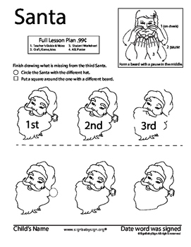 ASL Christmas Sign Language Math Santa & Free Coloring Book | TpT