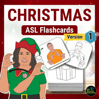Preview of ASL Christmas Vocabulary Flashcards Part 1 Bilingual Visual Sign Language Cards