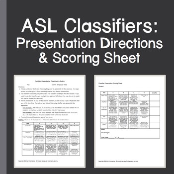 Preview of ASL Classifiers:  Presentation Directions and Scoring Sheet
