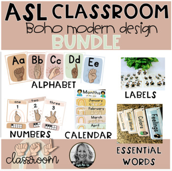 Preview of ASL  Classroom Decor Boho Modern