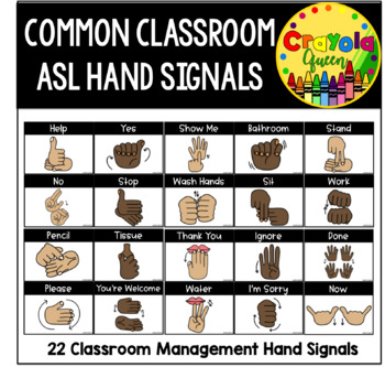 Preview of ASL Classroom Hand Signal Cards
