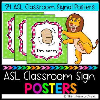 Preview of ASL Classroom Hand Signal Posters / ASL Classroom Signs (24 Posters)