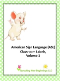 ASL (American Sign Language) Classroom Labels, Volume 1