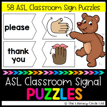 Preview of ASL Classroom Signal Puzzles (Two Skin Tones) 58 Puzzles