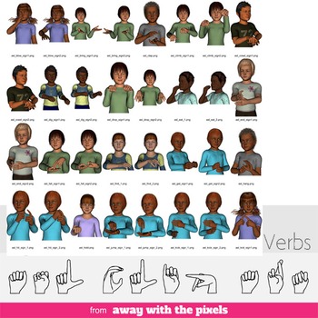 Preview of ASL Clip Art For Commercial Use - 40 Verbs Signs Pack Realistic Clip Art