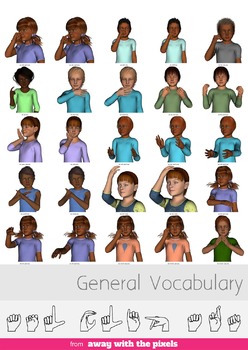 Preview of ASL Clip Art For Commercial Use - 60 General Vocabulary Pack Realistic Clip Art