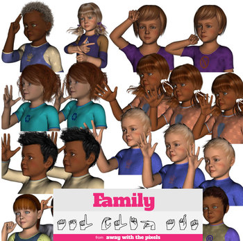 Preview of ASL Clip Art For Commercial Use -Family Signs Pack 1 Realistic Clip Art