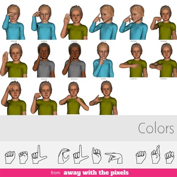 Preview of ASL Clip Art For Commercial Use - Colors Signs Pack Realistic Clip Art