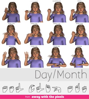 Preview of ASL Clip Art For Commercial Use - Days/Seasons Signs Pack Realistic Clip Art