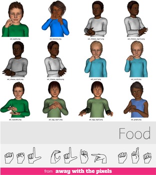 Preview of ASL Clip Art For Commercial Use - FOOD Signs Pack Realistic Clip Art