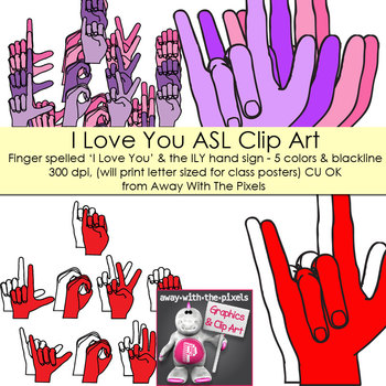 Preview of ASL Clip Art For Commercial Use - Large I Love You Hand Signs