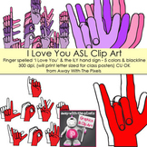 ASL Clip Art For Commercial Use - Large I Love You Hand Signs