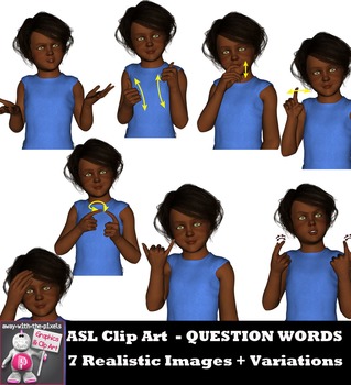 Preview of ASL Clip Art For Commercial Use - Question Word Signs Pack Realistic Clip Art