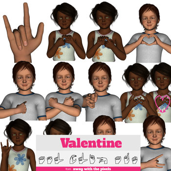 Preview of ASL Clip Art For Commercial Use - Valentine's Day Signs Realistic Clip Art