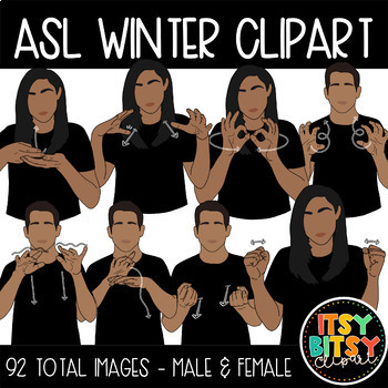 Preview of ASL Clipart - American Sign Language Winter Season Vocabulary