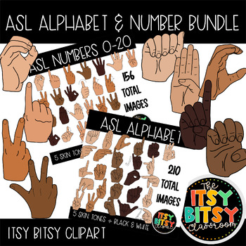 Preview of ASL Clipart - Hands Only Bundle Alphabet and Numbers American Sign Language