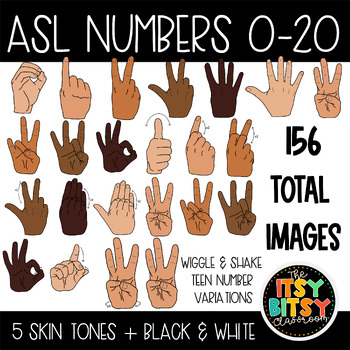 Preview of ASL Clipart Number Hands Zero to Twenty - American Sign Language 0 - 20