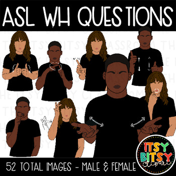 Preview of ASL Clipart WH Question Words American Sign Language