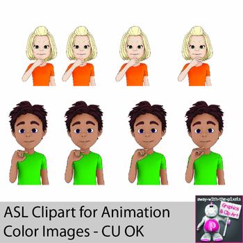 ASL Clipart for GIF Animations Colors American Sign Language | TPT