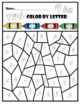 Preview of ASL Color By Letter, ABC Freebie